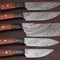 Handmade Damascus Chef Knife Set Of 5 Forged Kitchen Knives With Leather Sheath 2