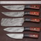 Handmade Damascus Chef Knife Set Of 5 Forged Kitchen Knives With Leather Sheath 0