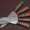 Handcrafted Damascus Steel Chef Knife Set Of 5 Durable Wooden Handle Knives 1