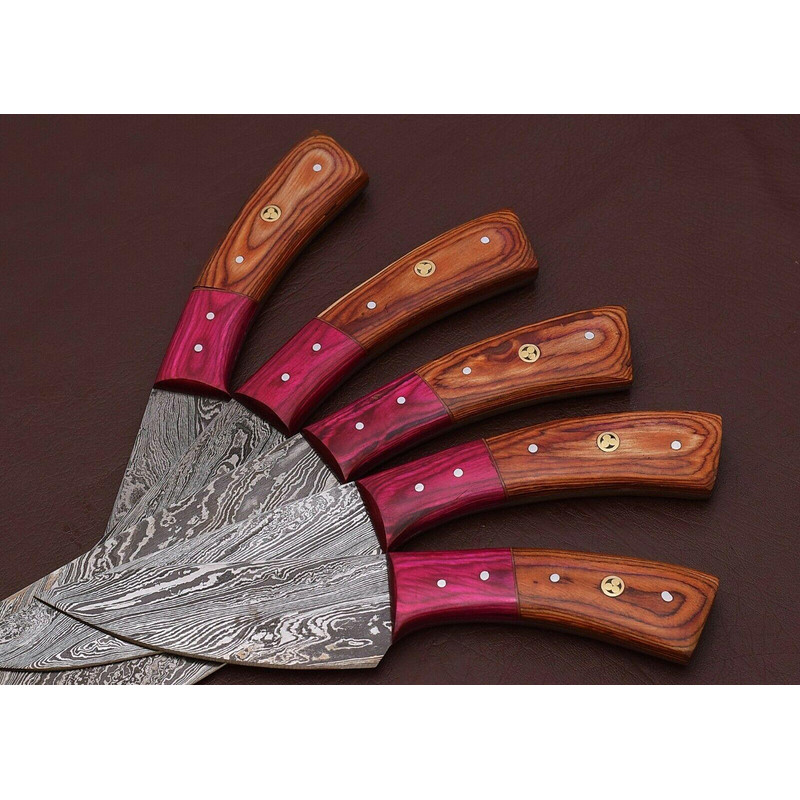 Forged Damascus Steel Kitchen Knife Set Professional 5 Piece Chef Set 3
