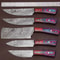 Artisan Damascus Steel Chef Knives Set Of 5 Hand Forged Kitchen Cutlery 0