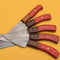 Handmade Damascus Chef Knife Set Lot Of 5 Dollar Wood Handle With Leather Sheath 2