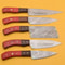 Handmade Damascus Chef Knife Set Lot Of 5 Dollar Wood Handle With Leather Sheath 0