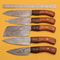 Custom Damascus Chef Knife Set Lot Of 5 With Dollar Wood Handle 0