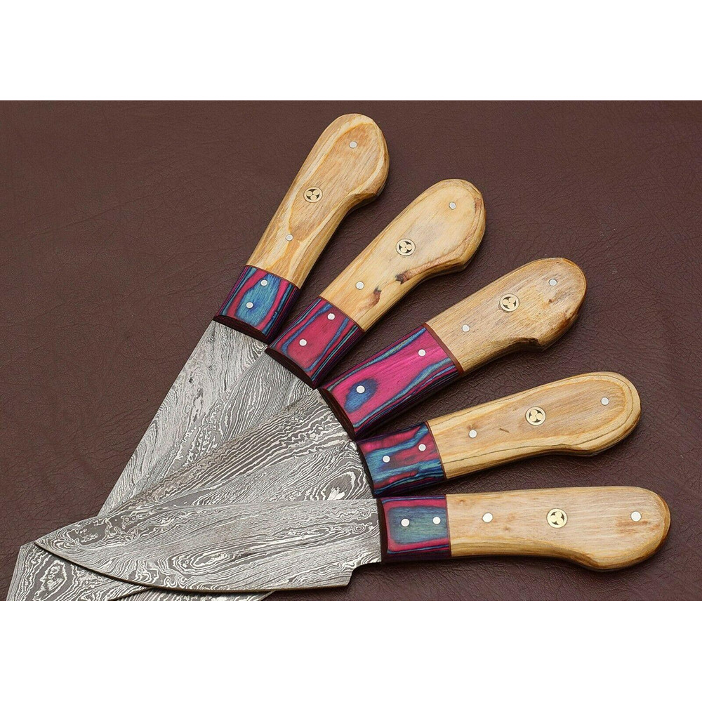 Professional Damascus Steel Kitchen Knife Set Hand Forged Chef Knives 1