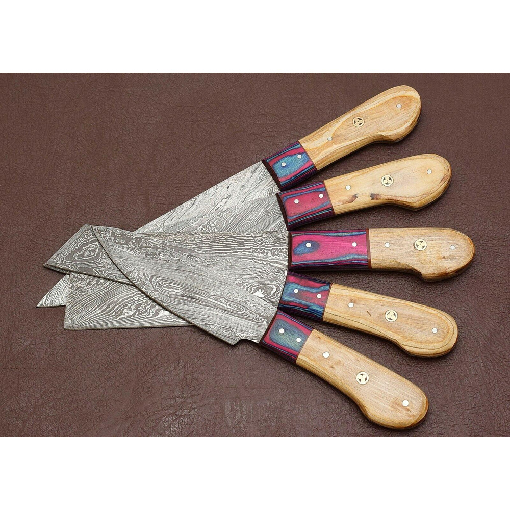 Professional Damascus Steel Kitchen Knife Set Hand Forged Chef Knives 2