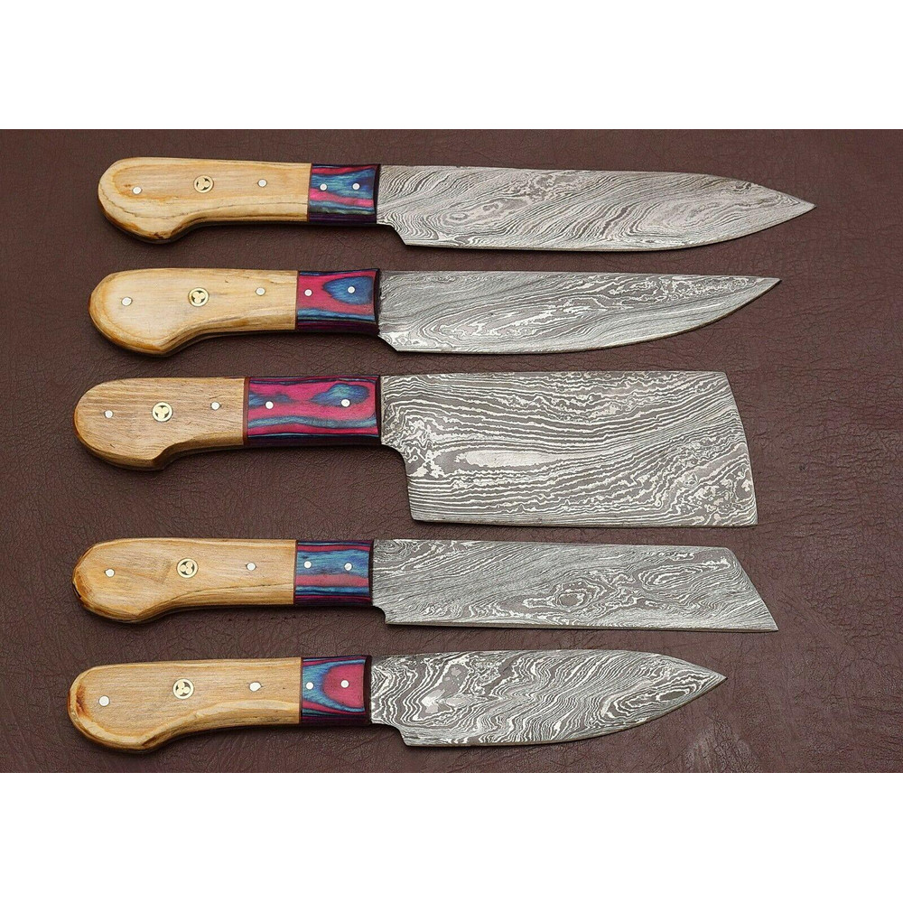 Professional Damascus Steel Kitchen Knife Set Hand Forged Chef Knives 0