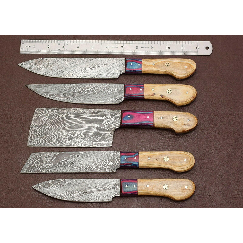 Professional Damascus Steel Kitchen Knife Set Hand Forged Chef Knives 3