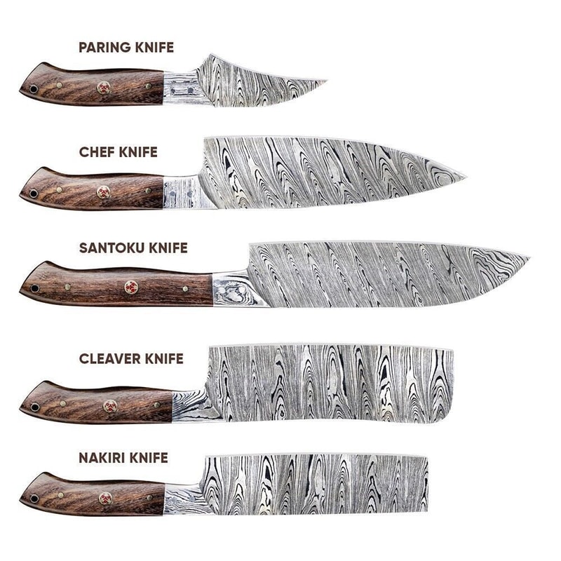 Damascus Steel Forged Kitchen Knives 5 Pc Handmade Chef Set 3