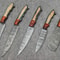 Forged Damascus Steel Chef Knives 5 Piece Handmade Kitchen Set 0