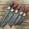 Handcrafted Damascus Steel Kitchen Knives 5 Pc Professional Set 0
