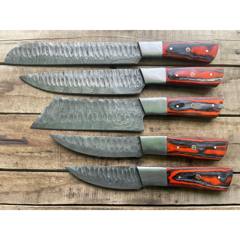 Handcrafted Damascus Steel Kitchen Knives 5 Pc Professional Set 3
