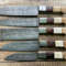 Hand Forged Damascus Steel Chef Knife Set 5 Piece Kitchen BBQ Knives With Leather Sheath 2