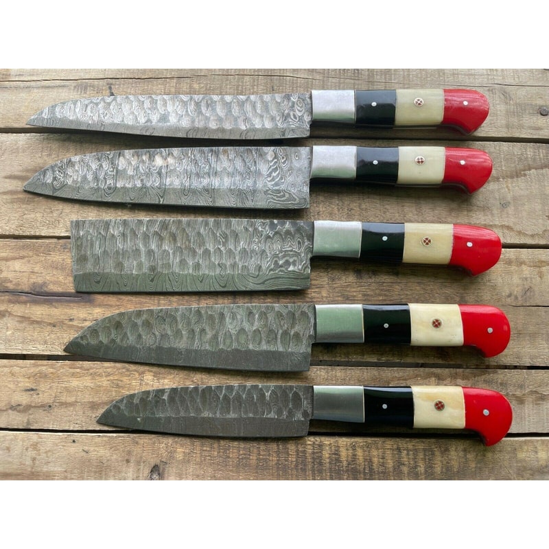 Premium Forged Damascus Steel Kitchen Knives Handmade 5 Pc Set 2