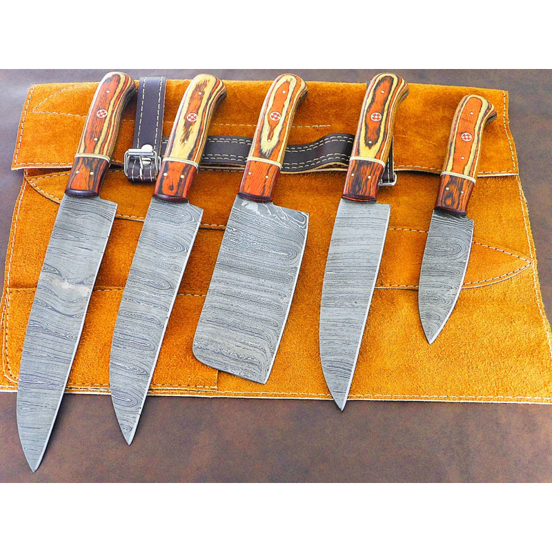 Exclusive Handmade Damascus Steel Chef Knife Set 5 Pc Cutlery 0