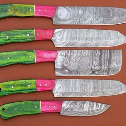 handmade damascus steel chef knives set | 5 pc professional cutlery