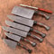7 PCS Handmade Damascus Steel Chef Knife Set Full Tang Kitchen Cutlery With Micarta Handle Leathe 0