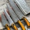 Custom Handmade Twist Damascus Steel Chef Knife Set 913 Pakkawood Handle Professional Kitchen Kniv 3