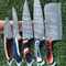 Twist Pattern Damascus Steel Kitchen Knife Set Handmade Chef Knives 3