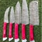 Unique Twist Damascus Steel Chef Knives Set Full Tang Kitchen Knives 0