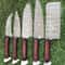 Twist Pattern Damascus Steel Kitchen Cutlery Set Handmade Knives 2