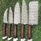 Twist Pattern Damascus Steel Kitchen Cutlery Set Handmade Knives 2