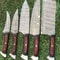 Twist Pattern Damascus Steel Kitchen Cutlery Set Handmade Knives 0
