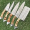 Custom Handmade Twist Damascus Steel Chef Knife Set 9 To 13 Kitchen Knives With Rosewood Handle 0