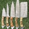 Custom Handmade Twist Damascus Steel Chef Knife Set 9 To 13 Kitchen Knives With Rosewood Handle 1