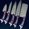 HandForged Damascus Kitchen Knife Set Twist Pattern Blades 3