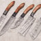 Artisan Damascus Steel Kitchen Knife Set With Rosewood Handle 0