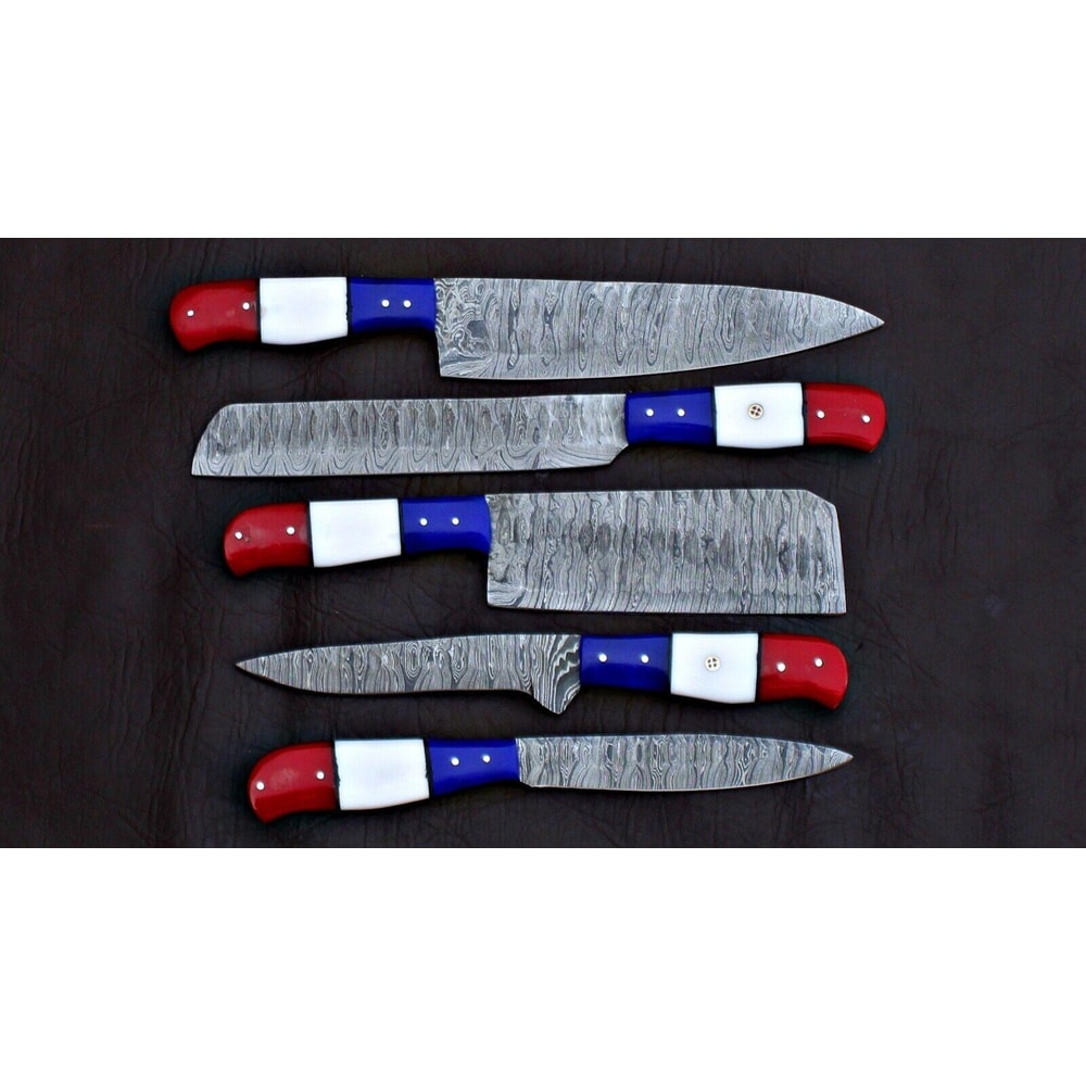 Traditional Handmade Damascus Kitchen Knives Chef Complete Set 1