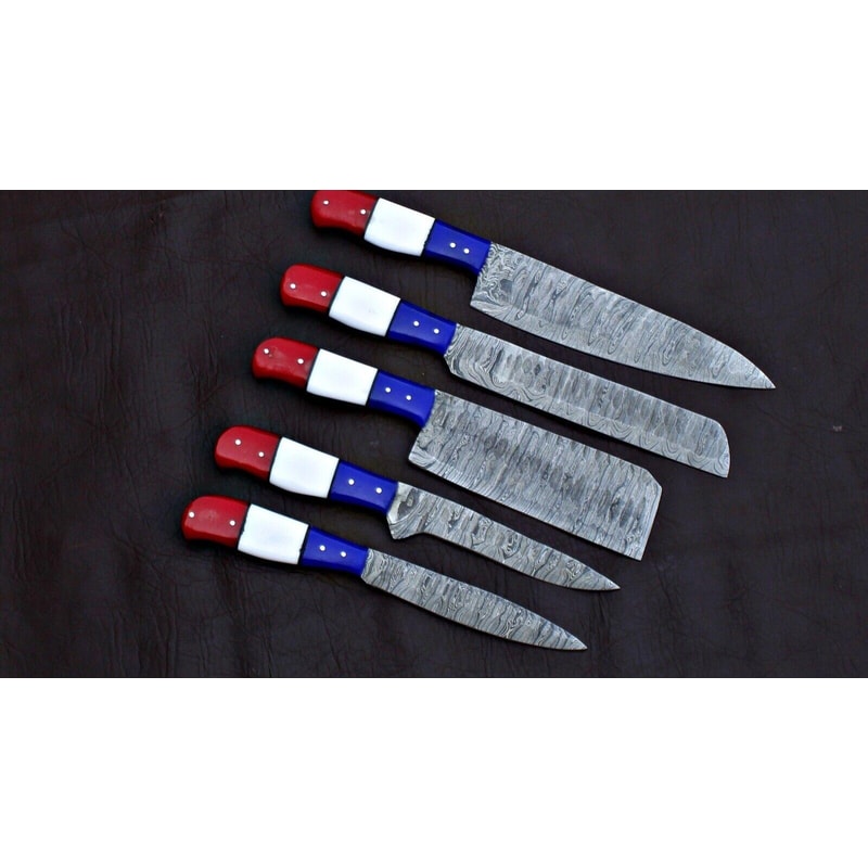 Traditional Handmade Damascus Kitchen Knives Chef Complete Set 2