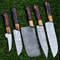 Damascus Steel Chef Knife Set With Rosewood Handle Hand Forged 1
