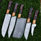 Damascus Steel Chef Knife Set With Rosewood Handle Hand Forged 0