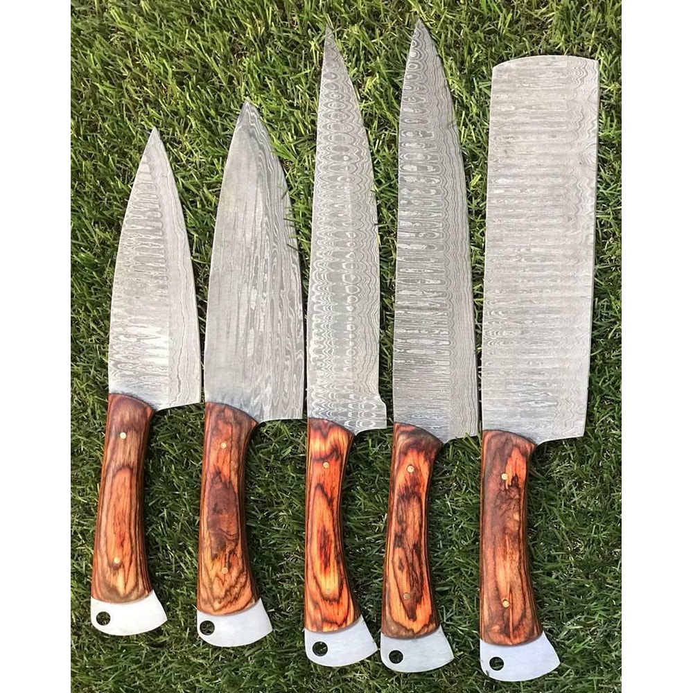 Custom Handmade Damascus Chef Knives Razor Sharp Kitchen Set 1