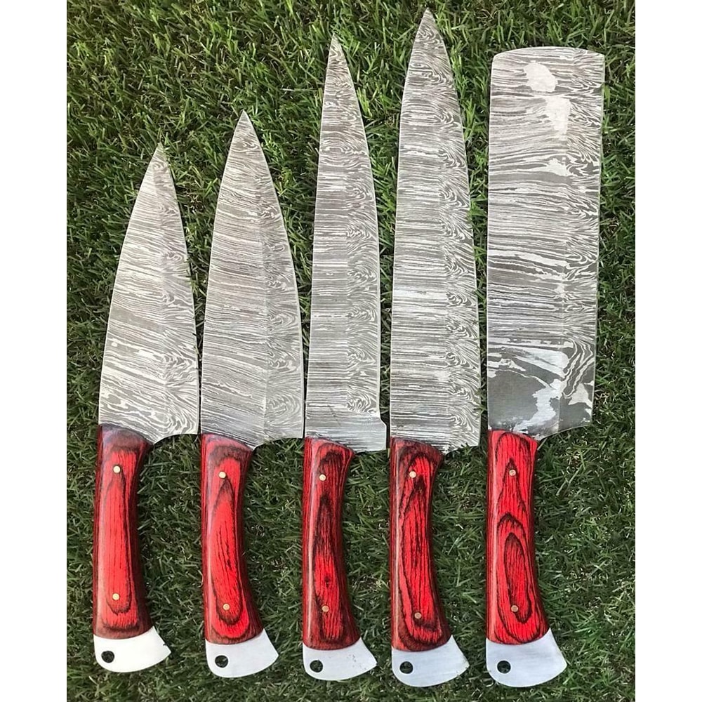 Unique Handmade Damascus Kitchen Knives Premium Chef Set 1