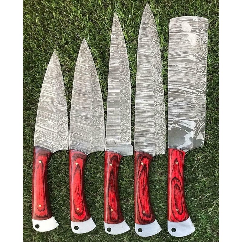 Unique Handmade Damascus Kitchen Knives Premium Chef Set 1