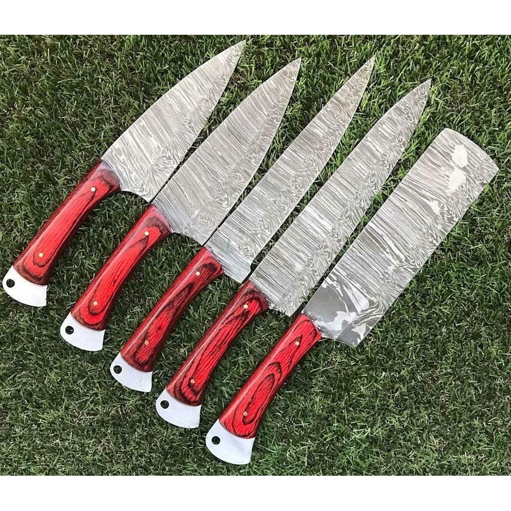 Unique Handmade Damascus Kitchen Knives Premium Chef Set 2