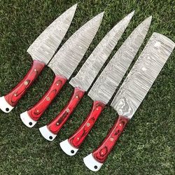unique handmade damascus kitchen knives – premium chef set
