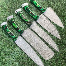 hand-forged damascus chef knives set – durable rosewood handle