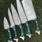 Damascus Steel Kitchen Knife Set Artisan Handcrafted Chef Tools 3