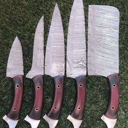 handmade damascus chef knives – professional rosewood kitchen set