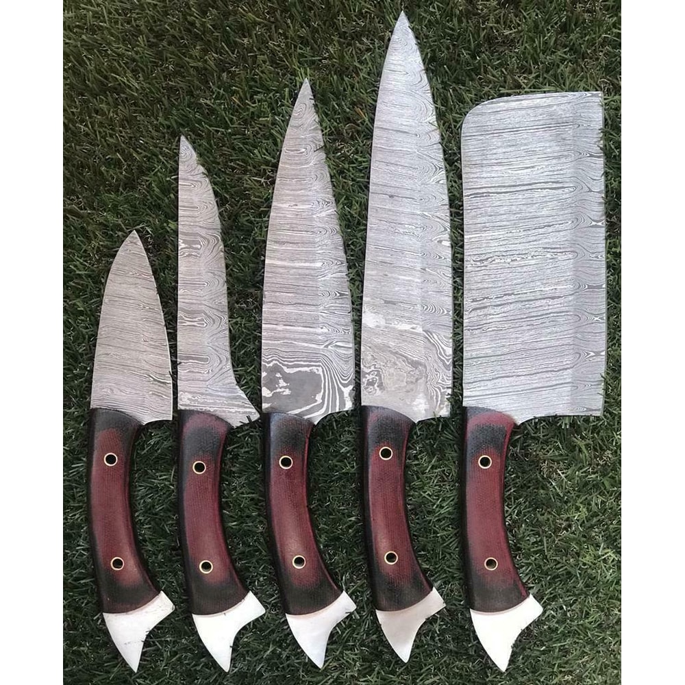 Handmade Damascus Chef Knives Professional Rosewood Kitchen Set 2