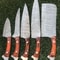 Twist Pattern Damascus Chef Knife Set Handmade Kitchen Knives 3