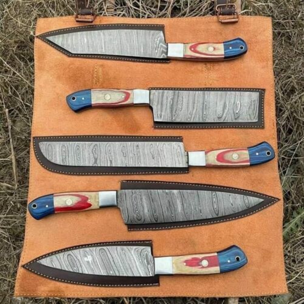 High Carbon Handmade Damascus Kitchen Knives With Rosewood Handles 2