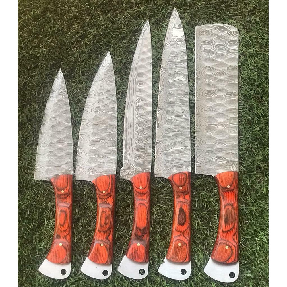 Damascus Steel Chef Knife Set Hand Forged Professional Cutlery 0