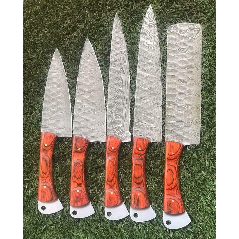 Damascus Steel Chef Knife Set Hand Forged Professional Cutlery 1