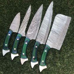 custom handmade damascus knives – razor sharp chef set