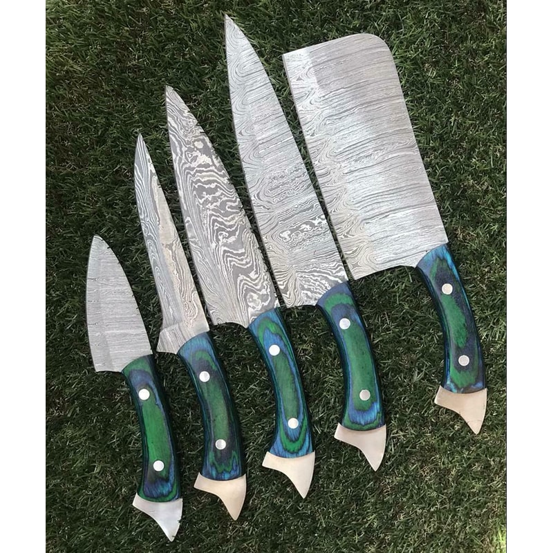Custom Handmade Damascus Knives Razor Sharp Chef Set 3